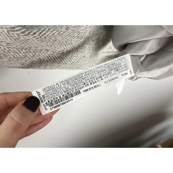 Zara Basic Herringbone Knit Peacoat Lined Cotton Blend Size Large Women’s - Picture 4 of 6